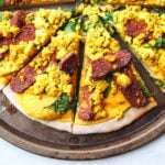 Cheezy Vegan Breakfast Pizza with Smoky Tempeh Bacon