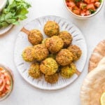 falafel with pita on white plate
