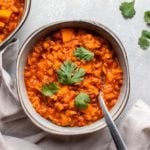 bowl of sweet potato stew topped with cilantro