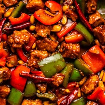 Kung Pao Tofu stir fry in bowl